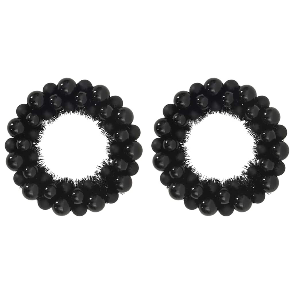 vidaXL Weihnachtsballkränze 2 pcs Schwarz 33 x 33 x 7 cm Polystyrol