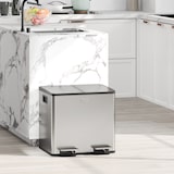 thumbnail of Balde de Lixo de Cozinha com 2 Compartimentos 2x15L Pedal Tampa de Fechamento Suave e Cubo Amovível Prata