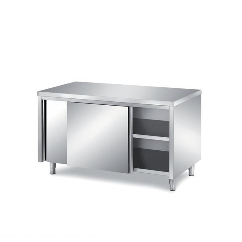 Tavolo armadiato con scorrevoli, senza alzatina posteriore. Prof. 60  - 180x60x85h