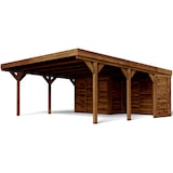 thumbnail of MF - Cochera Doble León 39 m² (8,06 x 4,82 x 2,57 m) de Madera de pino Tratada con Techo de Policarbonato y Anexo de Almacenaje Resistente