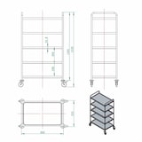 thumbnail of Chariot de service EASYLINE, acier inoxydable / 5 étagères, 860 x 540 mm