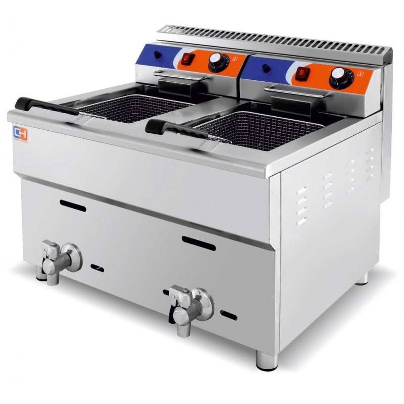 Freidora a gas Propano de 18+18 litros de 680x630x645h mm PEKÍN GF-182