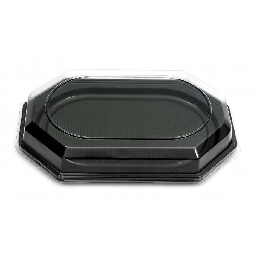 10 Catering- Trays schwarz inklusive DECKEL, 470 x 320 x 85 mm, 1166+1172, B