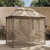 thumbnail of Dondolo da giardino 3 posti trasformabile in letto 252x170x245 cm con gazebo doppio tetto, zanzariere, cuscini imbottiti e funzione relax - Cleopatra