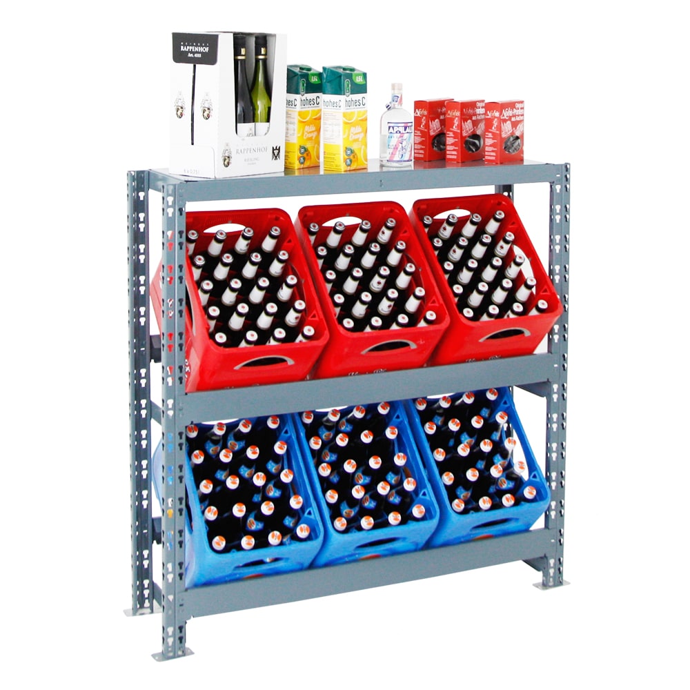 PROREGAL Étagère caisses à boissons TEGERNSEE XL, HxLxP 110x110x30cm, jusqu'à 6 boîtes + Planche, Gris, Porte-caisses, support bouteilles