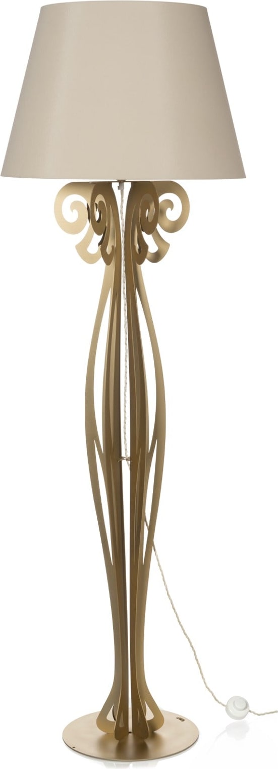 Circeo Stehleuchte 60x180 cm Goldene Eisenstruktur mit sandfarbenem Lampenschirm Modernes Vintage-Design mit Fußschalter Made in Italy