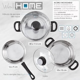 thumbnail of WellHome - Conjunto de panelas de aço inoxidável com 5 peças e 6 utensílios básicos de cozinha em PBT preto