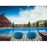 thumbnail of PREMIUM Sitzhocker Pouf  ø 45cm  Strickpouf Indoor u. Outdoor - pflegeleicht & nachhaltig : türkis - navigate