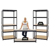 thumbnail of PROREGAL Mega Deal | 2x Schwerlastregal Slim Elephant M & 1x Höhenverstellbare Werkbank Big Dino| Fachlast bis zu 600kg | Schwarz | Stecksystem