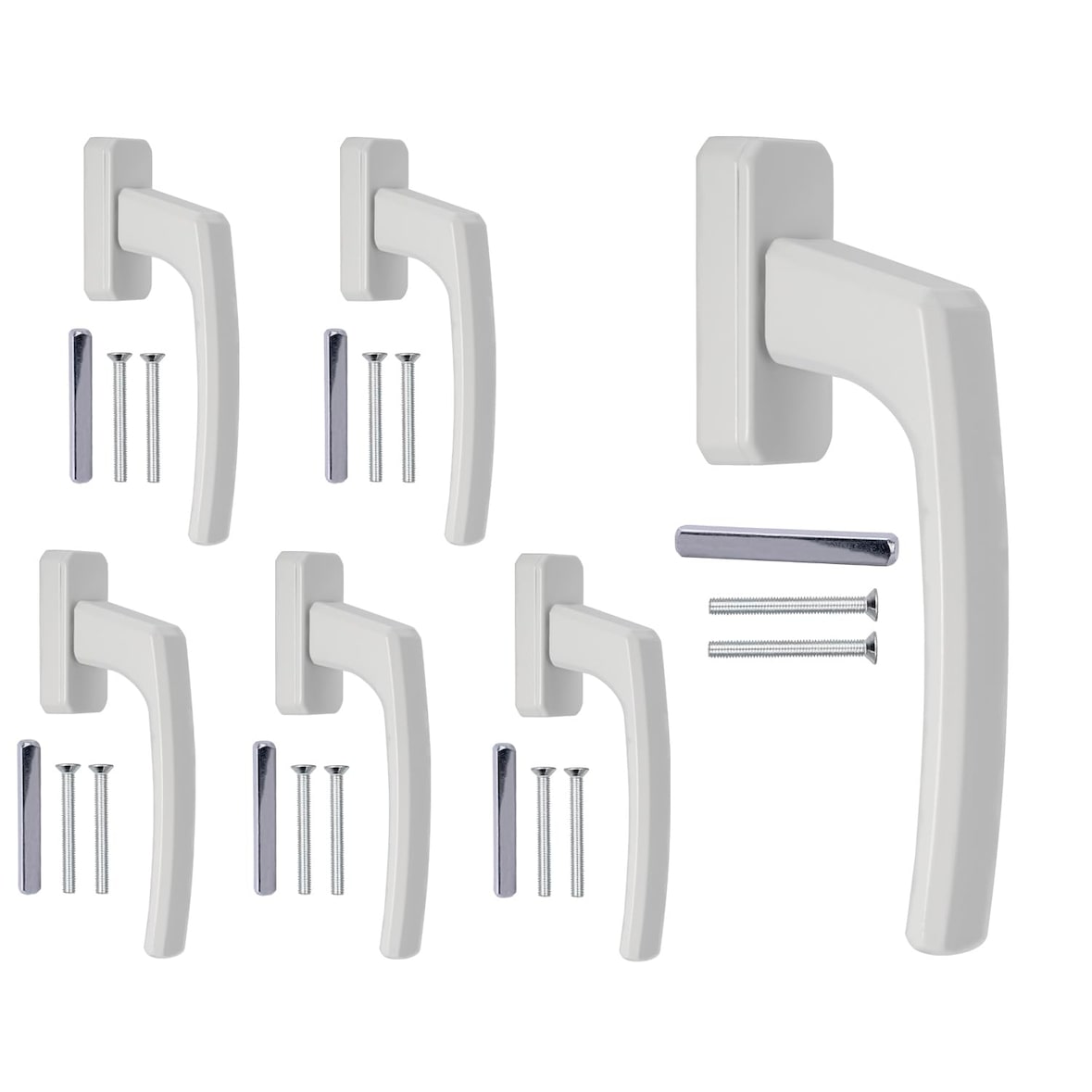 ergonomische Fenstergriffe weiß Standard Aluminium 6 Stück