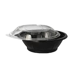 thumbnail of 25 Salatschalen, PET 600 ml Ø 16,6 cm · 5,9 cm schwarz "Snap It" mit Deckel R-PET glasklar