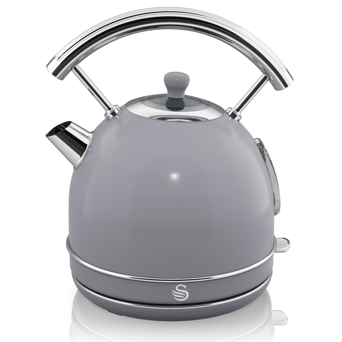 SWAN SK14630GRN Retro Hervidor Agua Eléctrico, 1,8 L, Resistencia Oculta Acero Inoxidable, sin BPA, Inalámbrico, Gris, 3000W