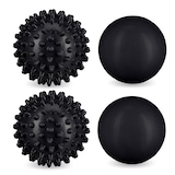 thumbnail of Relaxdays Massageball 4er Set, Igelball & glatter Lacrosse-Ball, Ø 6,5 & 6 cm, Selbstmassage, Faszienball hart, schwarz