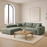 thumbnail of Canapé d'angle avec méridienne gauche en tissu 3 places vert