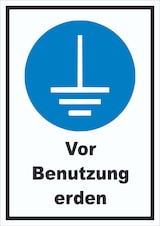thumbnail of Vor Benutzung erden Schild A4 Rückseite selbstklebend