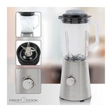 thumbnail of Proficook UM 1213 Amerikanischer Standmixer, 1-Liter-Glasbehälter, 2 Geschwindigkeiten + Impuls, Eispickel-Funktion, Edelstahlklingen. 500W Silber