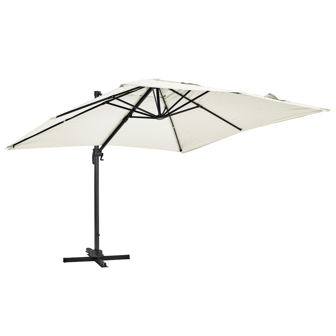 Parasol déporté 3 x 3m inclinable rotatif en aluminium écru - Oviala