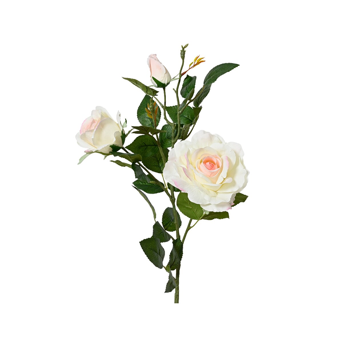Künstliche Rose 3-köpfig mit Stiel 77cm - Kunstblumen Seidenblumen Dekoblumen Blumendeko Stielblumen Blumen Deko Hochzeit Valentinstag Kunstrose Weiß