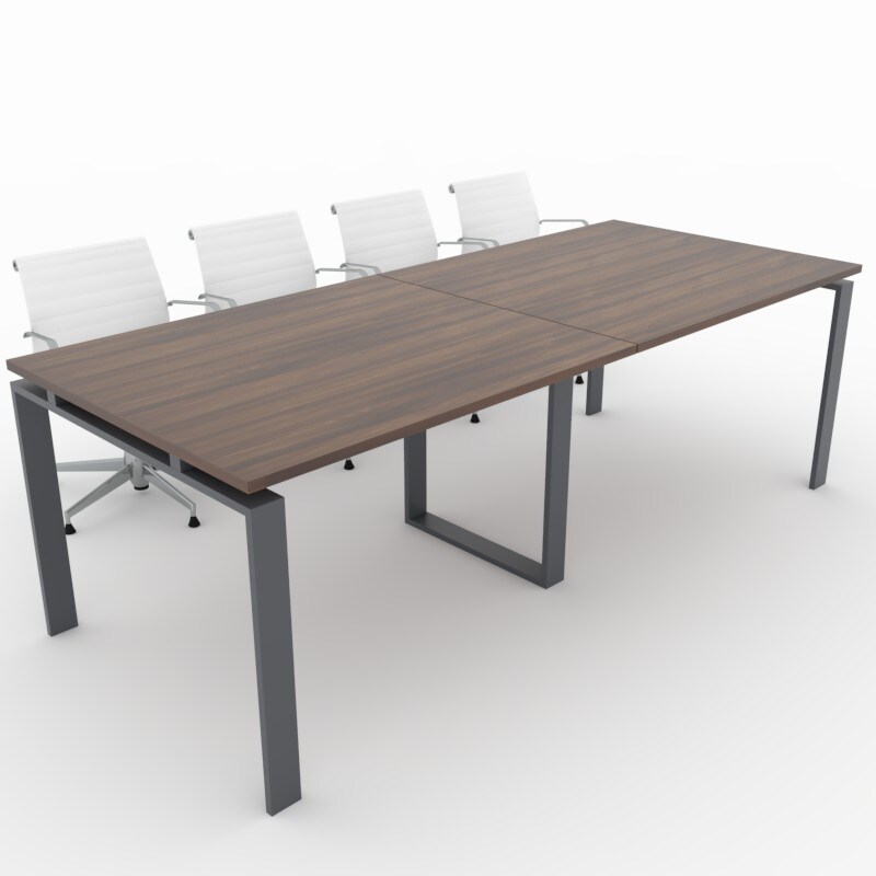 Oficit. Mesa de reuniones. Estructura metálica Marco Abierto gris grafito con tablero nogal. Fabricado en España. Medidas: 240x100cm (largo x ancho)