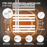 thumbnail of LuxeBath Badheizkörper Iron EM 500x1200mm Weiß mit Anschlussgarnitur Thermostat Eckform Handtuchwärmer Handtuchtrockner