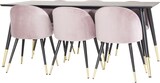 thumbnail of Dipp180x90BLBR Essgruppe Esstisch schwarz und 6 Velvet Esszimmerstühle Velour pink, schwarz, Messing dekor.