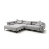 thumbnail of KAWOLA Sofa DELIA Ecksofa Cord hellgrau mit motorischem Sitzvorzug Recamiere links