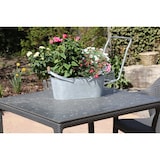 thumbnail of Jinfa | Metallwanne verzinkt | Zink | Höhe: 16,3 cm, Oben: 41,8 x 21,2 cm | 1 verzinkte Metallwanne mit 2 Metallhenkeln und Holzgriffen | Pflanztopf,