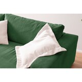 thumbnail of KAWOLA Big Sofa MADELINE mit Holztablett schwarz für Armlehne Cord smaragd