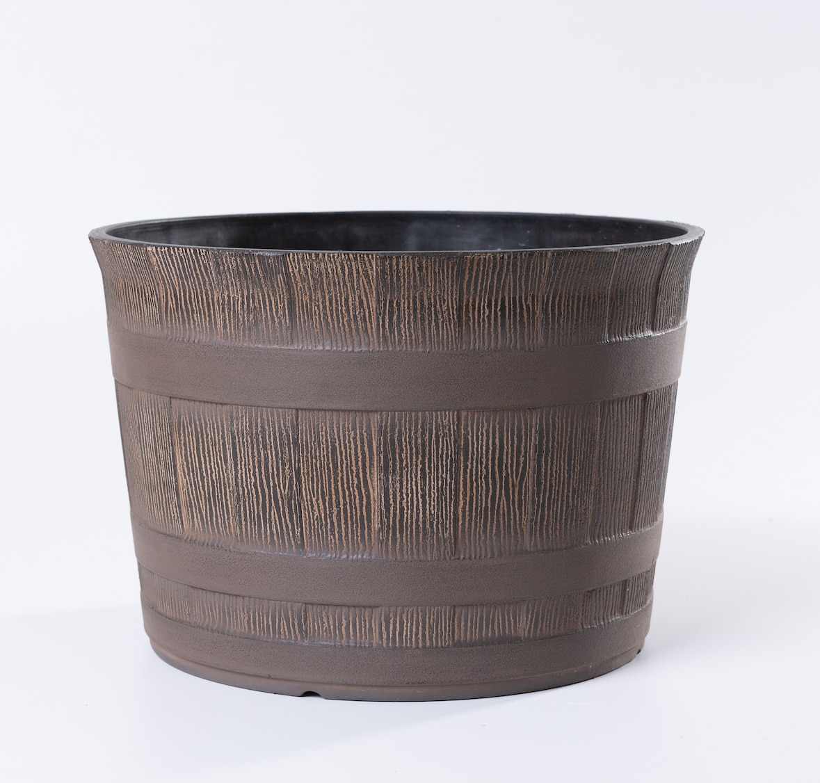 Jinfa 1 Blumenkübel aus Kunststoff in Holzoptik | Farbe: Eiche | Design: Barrique | Ø 36 cm