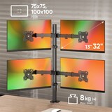 thumbnail of ONKRON Monitor Halterung für 4 Monitore 13-32 Zoll bis 8 kg, VESA 75x75 & 100x100, schwenkbar, neigbar, drehbar, Schwarz D421E-B