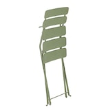thumbnail of Table de jardin ronde rabattable et 2 chaises pliantes vert tilleul