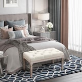 thumbnail of Taburete para Pie de Cama Tapizado en Tela con Asiento Acolchado y Patas de Madera Banqueta Vintage para Dormitorio Recibidor Salón 80x40x43 cm