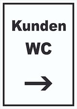 thumbnail of Kunden WC Schild mit Text und Richtungspfeil rechts Toilette hochkant A0 (841x1189mm)
