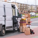 thumbnail of Relaxdays Sackkarre Treppensteiger, klappbare Transportkarre, bis 200 kg, Vollgummireifen, höhenverstellbar, schwarz/rot