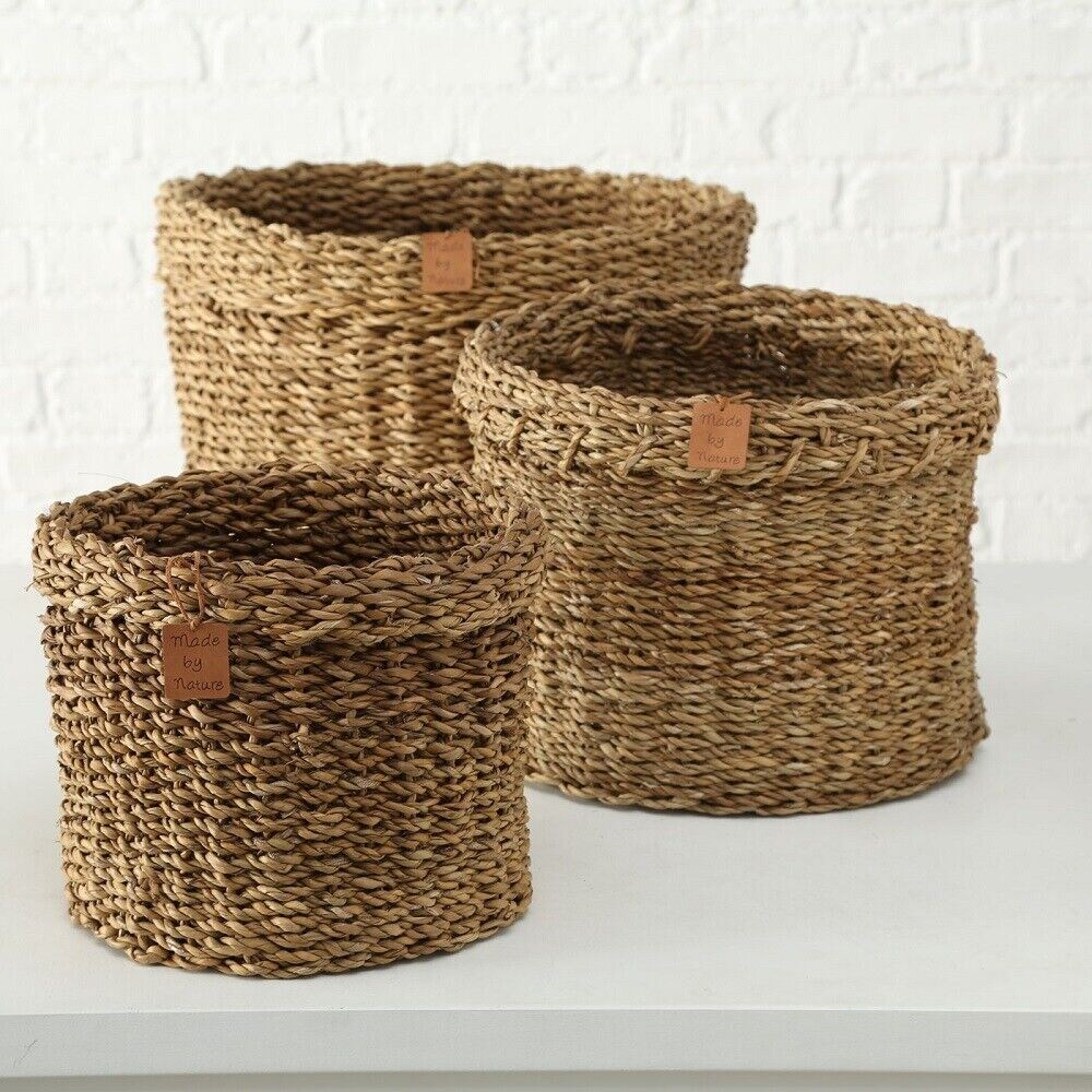 Dekokorb Sophy Ø 22/26/30 H.28/35/43 cm Seegras 3er Set