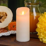 thumbnail of Bougie LED en cire rustique Ivoire à piles imitation flamme vacillante H18cm Timer Blanc chaud Lotti
