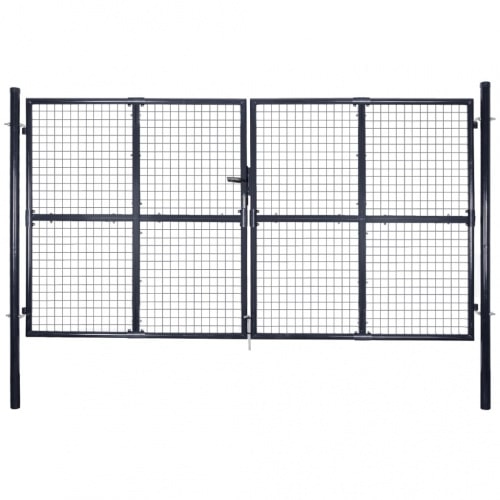vidaXL Gaas tuinpoort gegalvaniseerd staal grijs : Afmeting - 289 x 150 cm