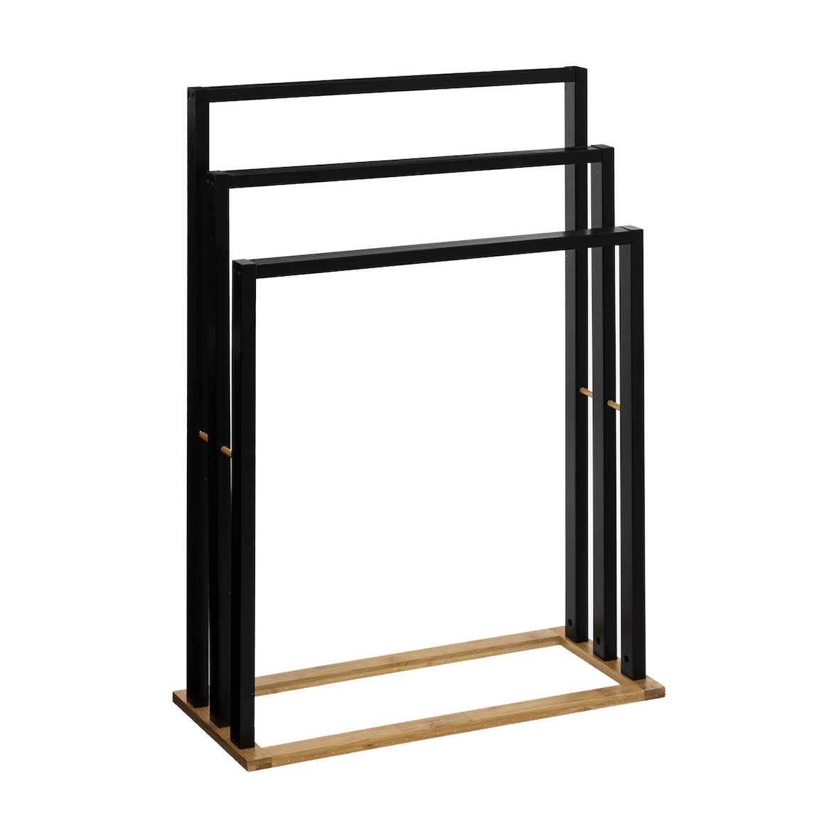 Porte-serviettes 3 Barres en Bambou et Bois Noir H 82 cm