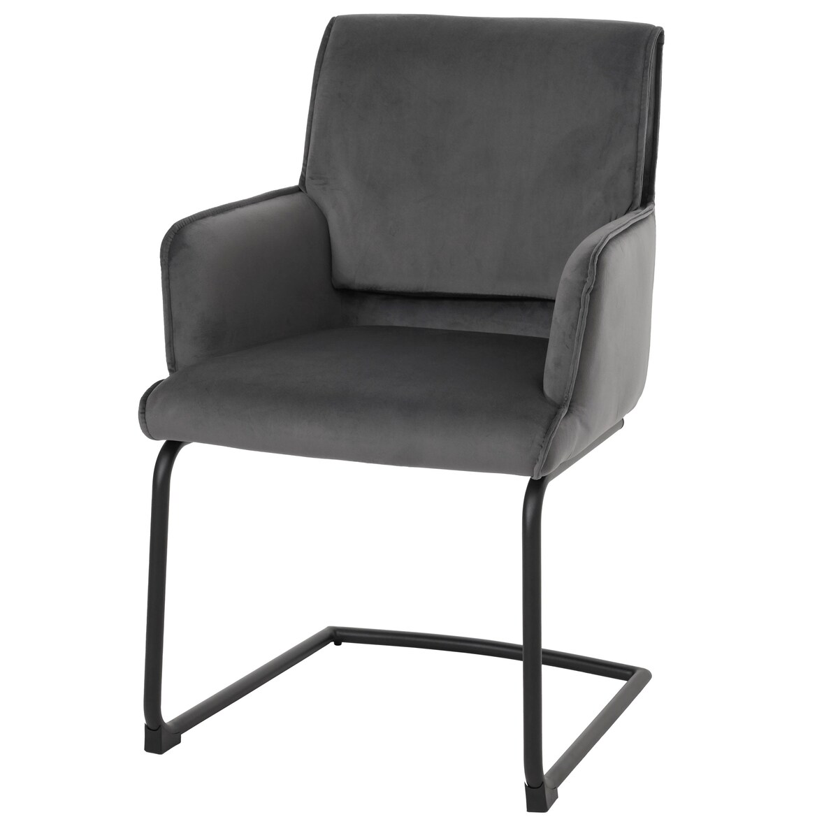 Décoshop26 - Chaise de salle à manger x1 design moderne en tissu gris foncé cadre en fer 04_0006301