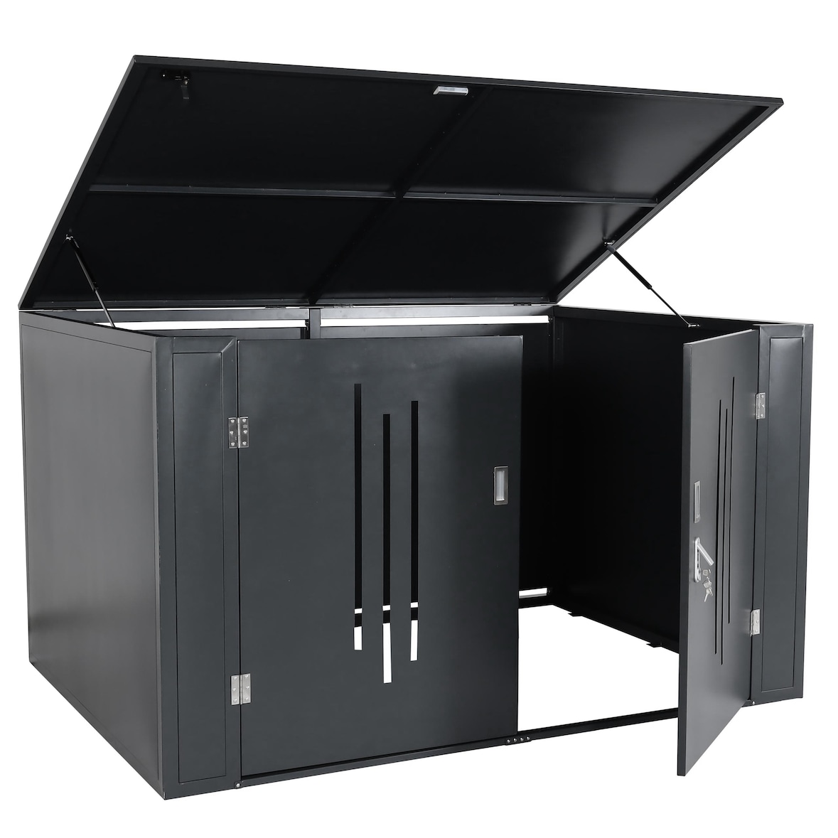 4er-Fahrradgarage HWC-K64, Gerätehaus Fahrradbox mit Deckel, abschließbar Metall 121x202x150cm, anthrazit