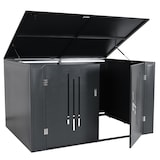 thumbnail of 4er-Fahrradgarage HWC-K64, Gerätehaus Fahrradbox mit Deckel, abschließbar Metall 121x202x150cm, anthrazit