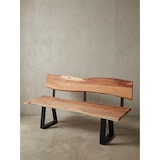 thumbnail of Esszimmerbank GAYA 160x83,5x60 cm Akazie Massivholz Bank mit Baumkante, Sitzbank Holzbank mit Lehne, Küchenbank Essbank Holz Landhausstil, Baumstamm