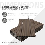 thumbnail of ECD Germany – WPC Terrassenfliesen – 60x30 cm Dunkelbraun 4m² | geriffelt, Holzoptik, Klicksystem mit Drainage