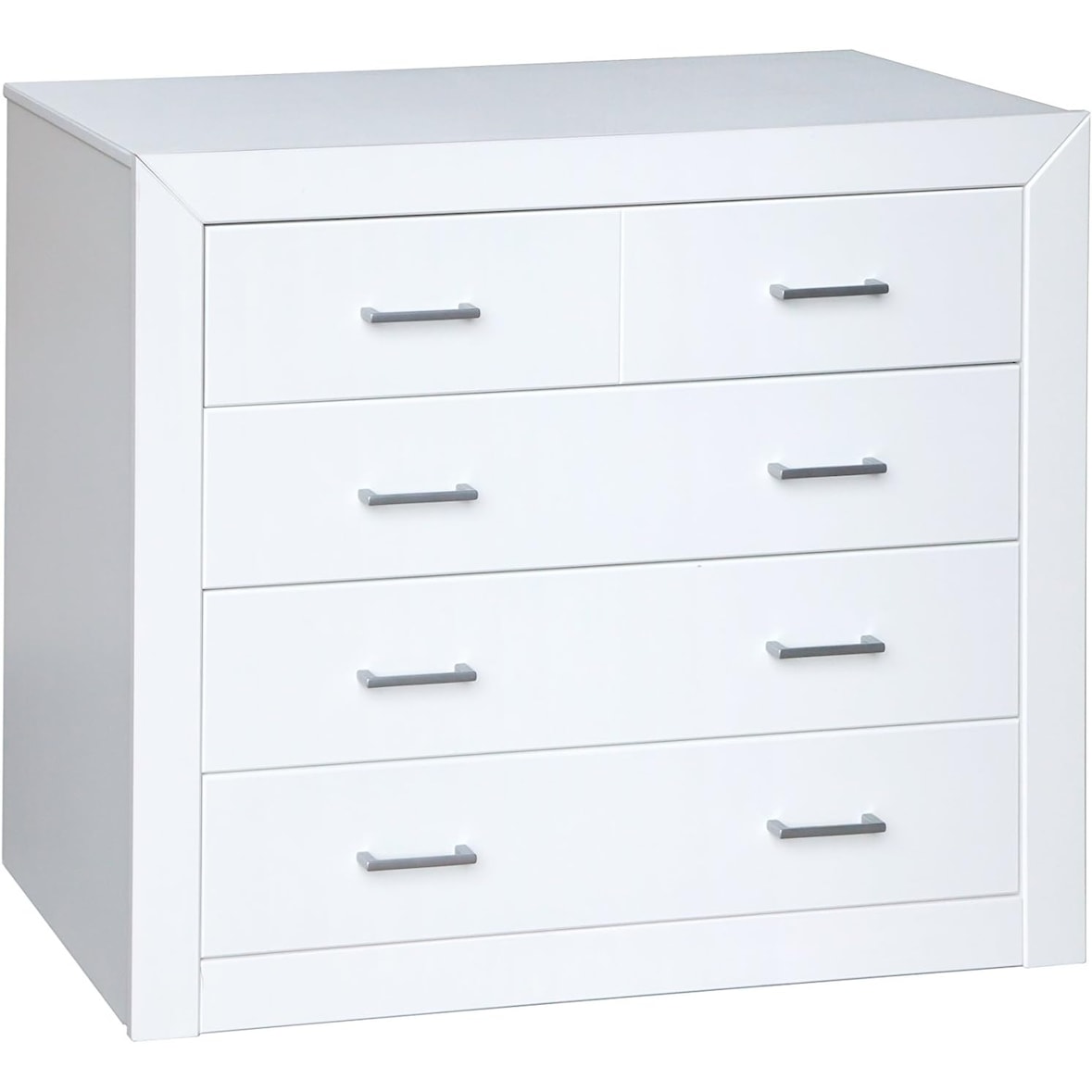 Comoda con 4 cajones, lcado blanco en pino macizo y mdf.