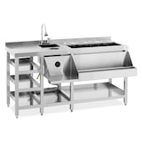 thumbnail of Royal Catering Mesa de coctelería - con recipiente para hielo, 4 cubetas GN 1/9, enjuagador de vasos y soporte para botellas -