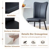 thumbnail of Essstuhl 2er Set Schwarz 89x45x44 cm mit PU Leder Bezug Rückenpolster und Metallbeinen, minimalistisches Design, komfortabel und stabil
