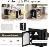 thumbnail of Kücheninsel mit Rollen ausziehbar Weiß+Schwarz 150x80x77  mit LED-Beleuchtung, Stauraumfächern und USB- und Type-C-Anschlüssen, MDF+Glas