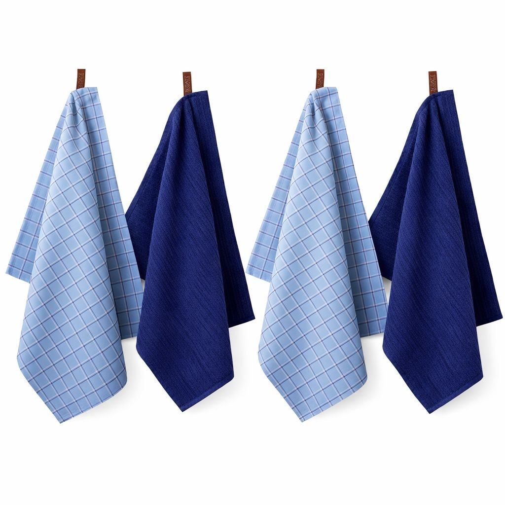 Ten Cate Keukenhanddoeken Set – 4-delig – 2x Keukendoek 50x50 cm & 2x Theedoek 60x65 cm – 100% Katoen – Blauw