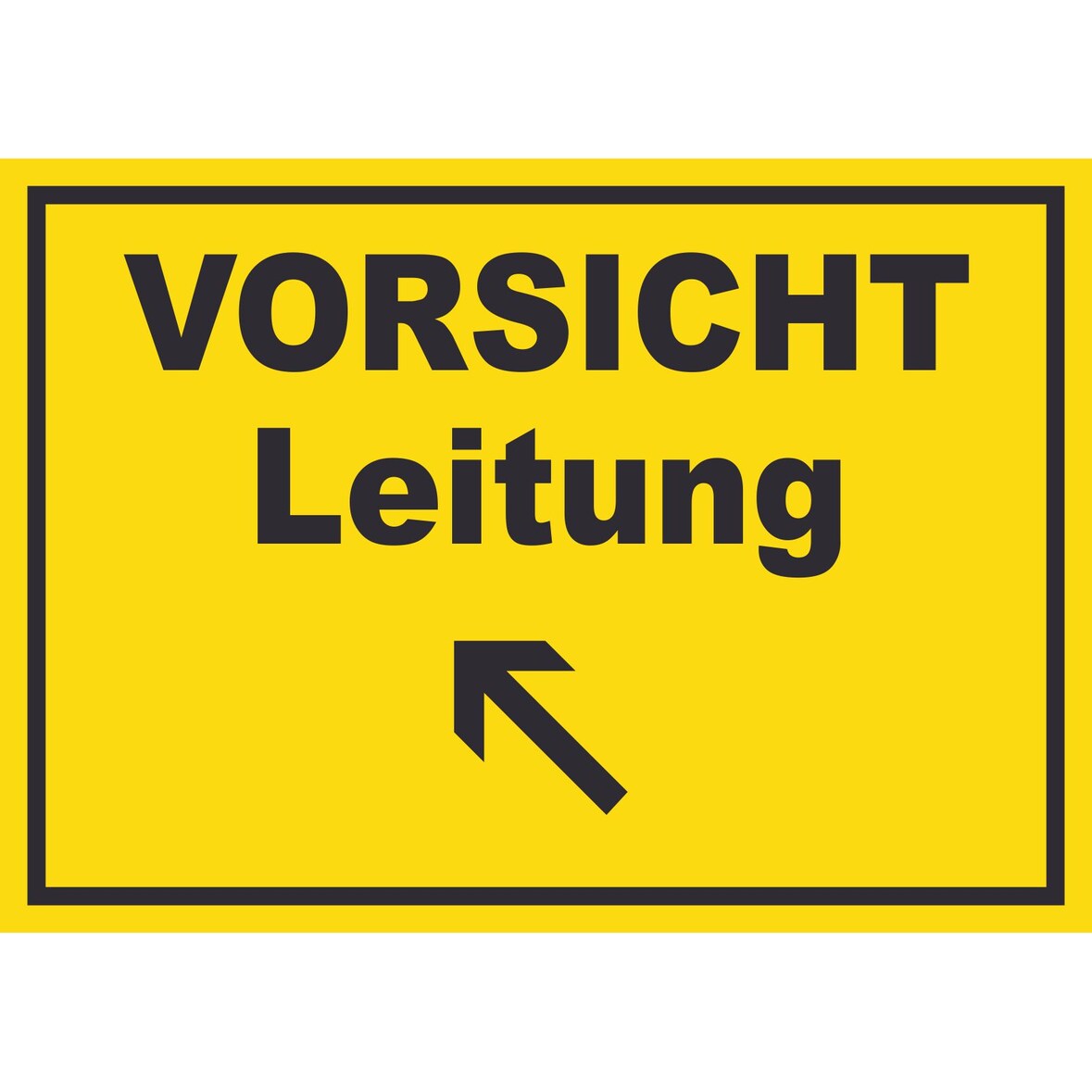 Vorsicht Leitung mit Richtungspfeil links oben Schild A3 (297x420mm)