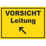 thumbnail of Vorsicht Leitung mit Richtungspfeil links oben Schild A3 (297x420mm)